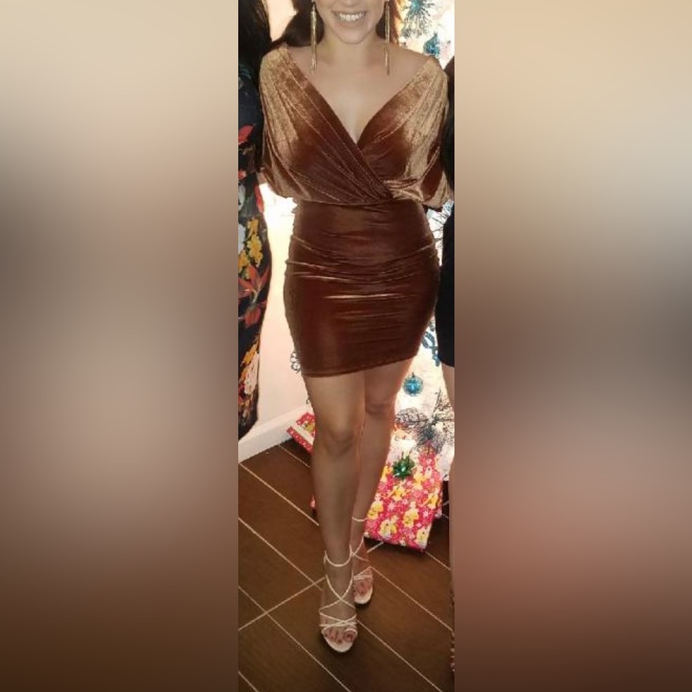 Fashion Nova Brown suede mini dress